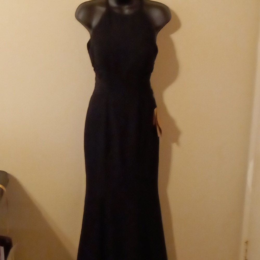 🆕 NWT Light in the Box halter style open back black mermaid gown